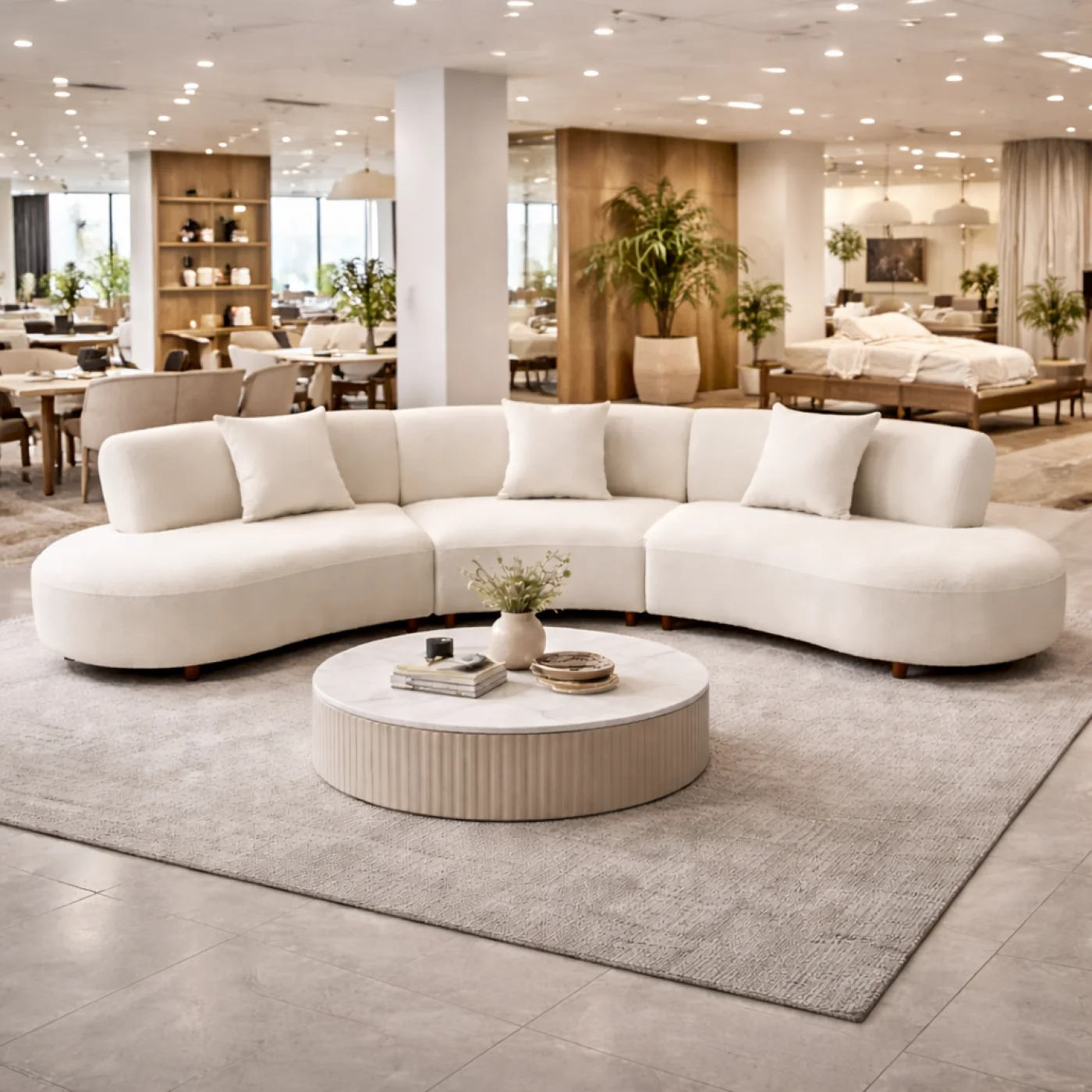 Modern Curved Modular Sectional Sofa – Luxury Ivory White Designer Lounge