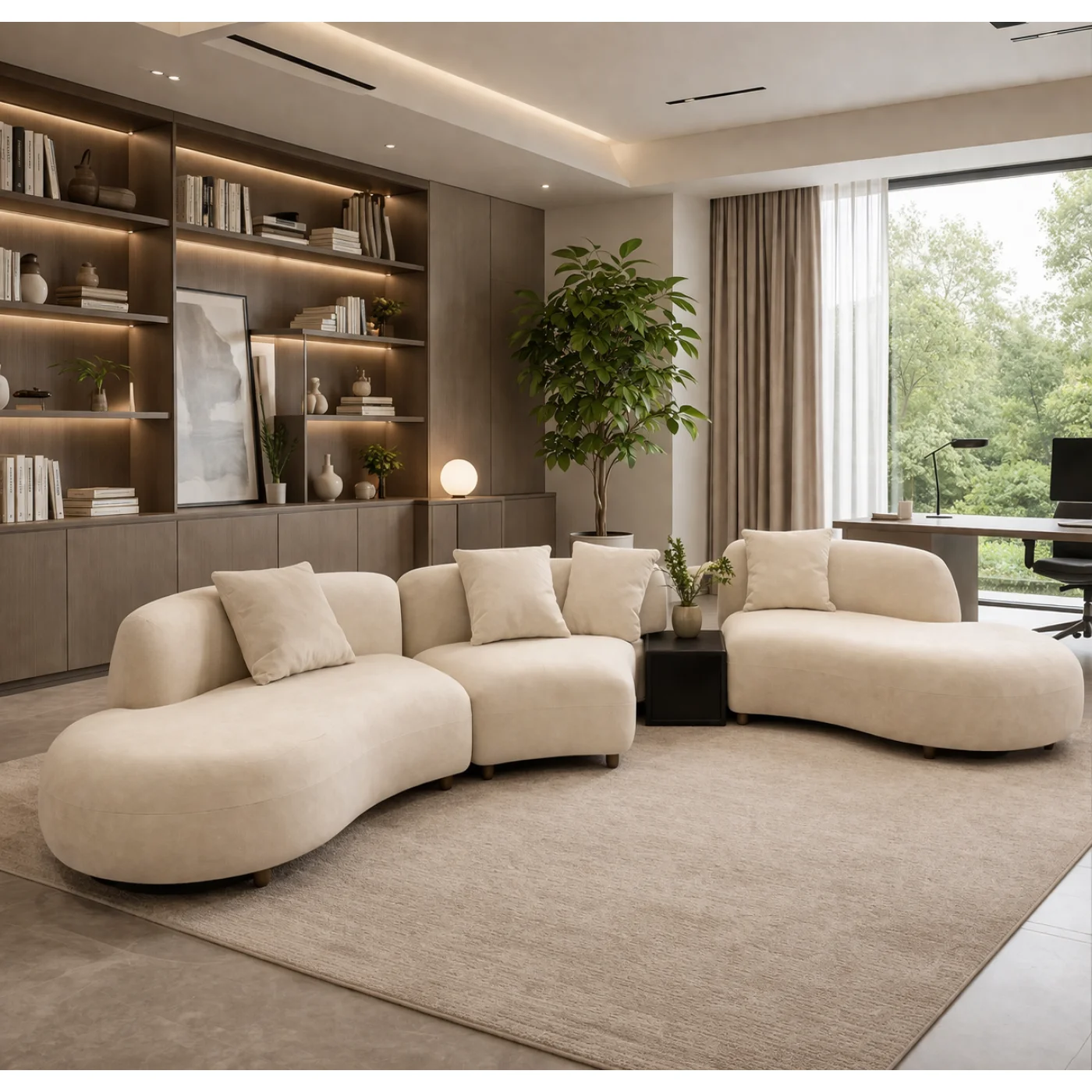 Modern Curved Modular Sectional Sofa – Luxury Ivory White Designer Lounge