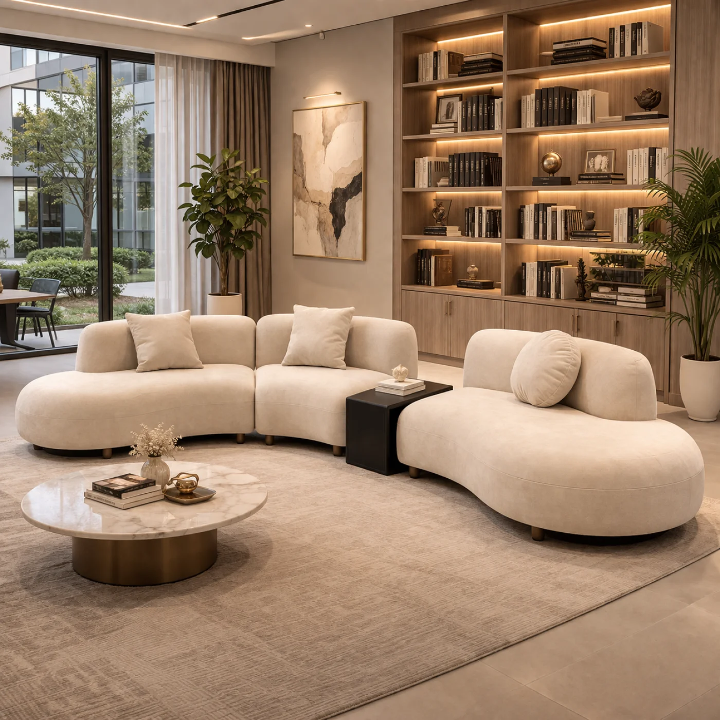Modern Curved Modular Sectional Sofa – Luxury Ivory White Designer Lounge