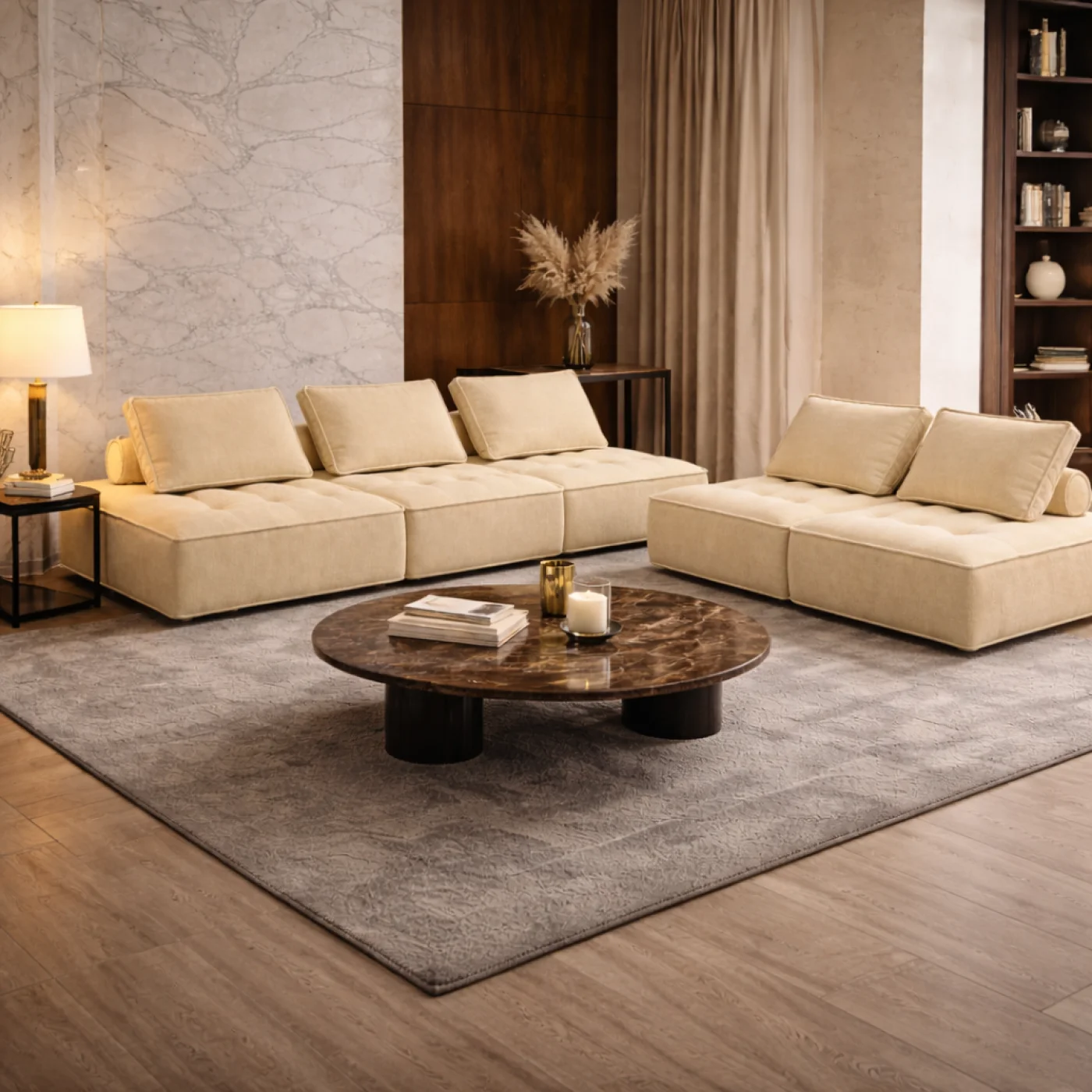 Modular Luxe 3-Seater Sofa – Cream Beige