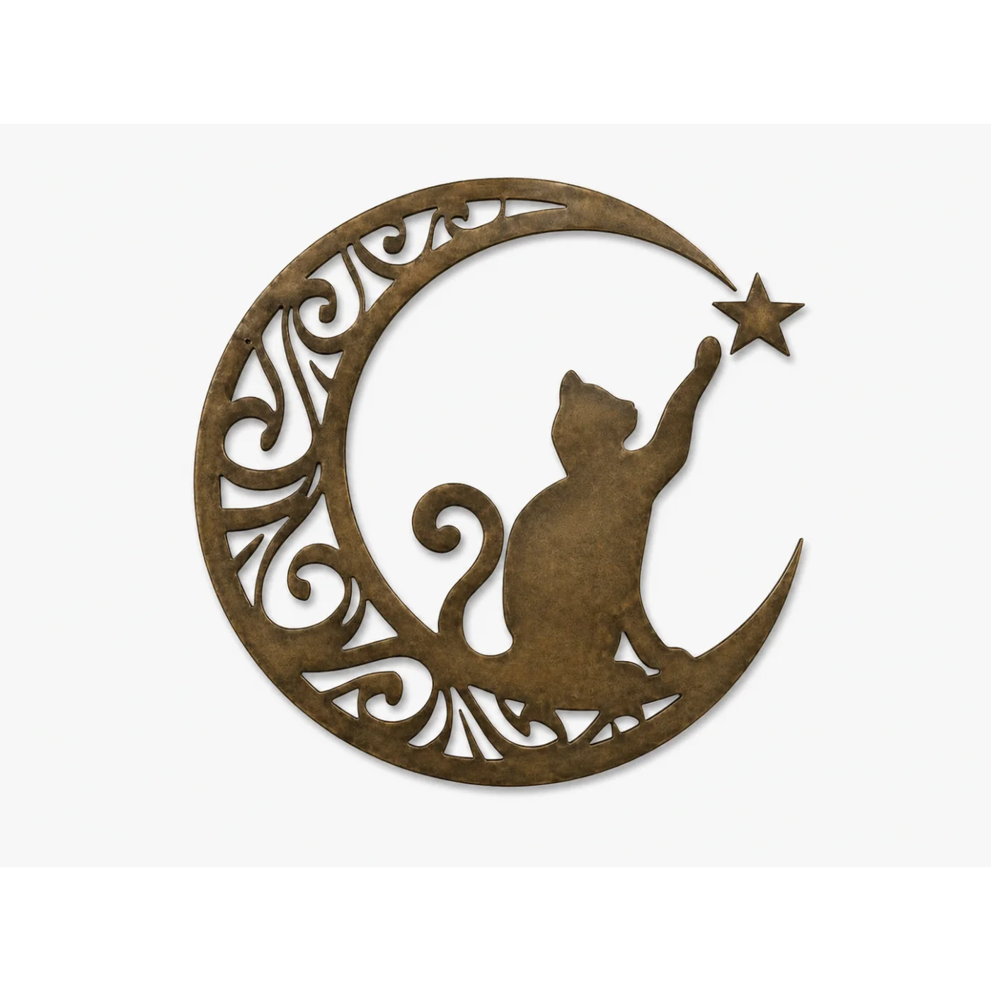 Luna Cat Crescent Metal Wall Art