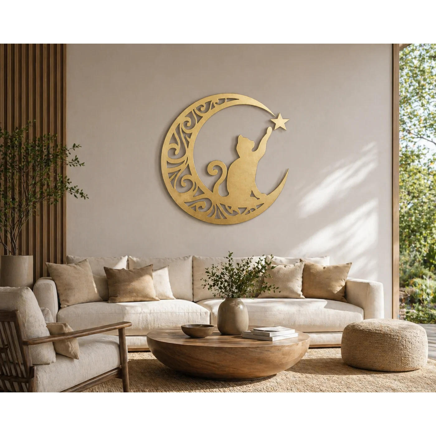 Luna Cat Crescent Metal Wall Art