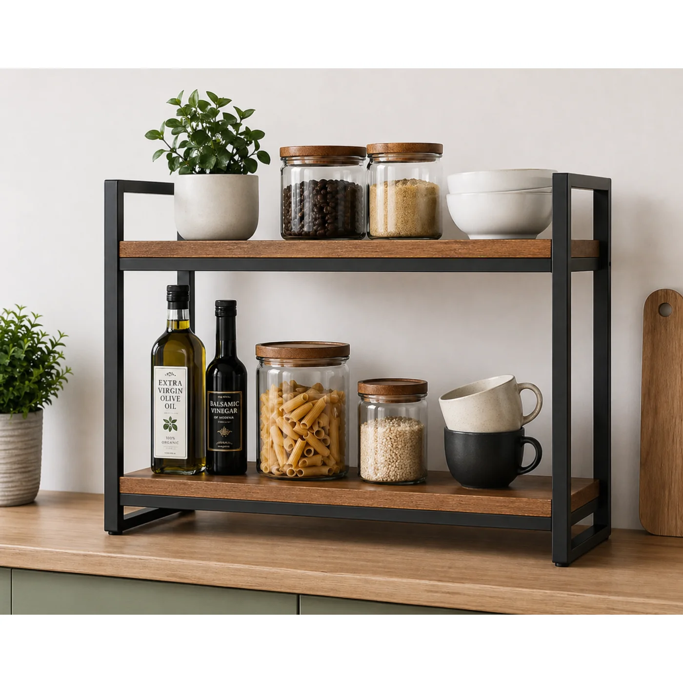 Ruff Decor™ AURA Rack — Industrial Luxe 2-Tier Kitchen Shelf System