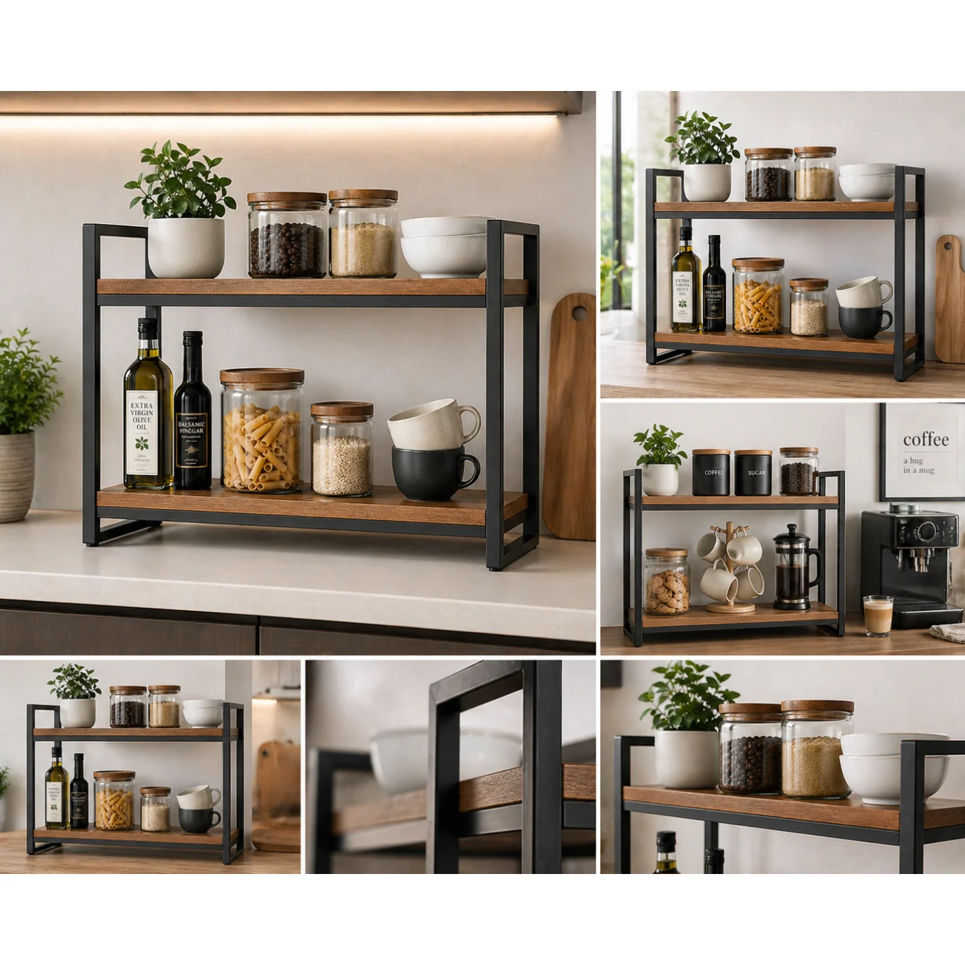 Ruff Decor™ AURA Rack — Industrial Luxe 2-Tier Kitchen Shelf System