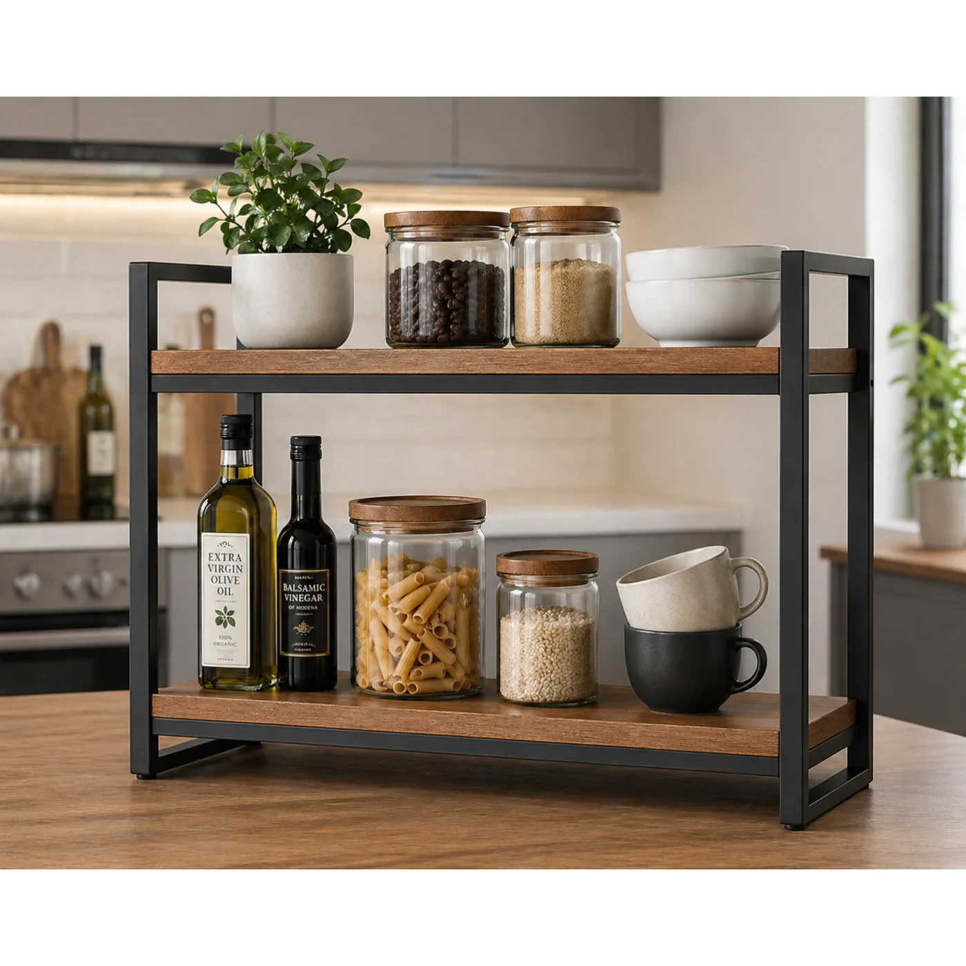 Ruff Decor™ AURA Rack — Industrial Luxe 2-Tier Kitchen Shelf System